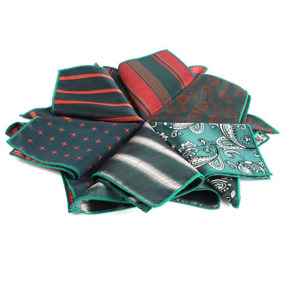 The new green patterned pocket square is suitable for men women flat chest towels weddings gentlemen Hanji mens sets and hand-held chief pocket towels