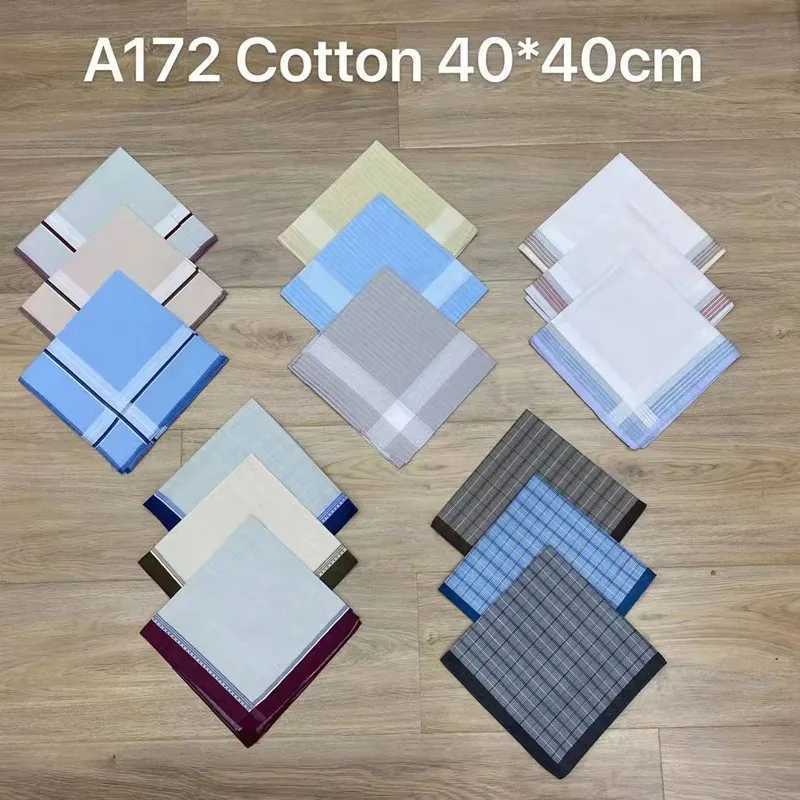 3Pcs 40x40cm pure cotton striped mens pocket handle classic cotton square sweat absorbent towel wedding party gift W240921