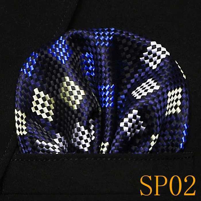 Mens Wedding Pocket Square Silk Matching Set Tie Mens Handle Accessories Jacquard Solid Dot Stripe Pattern W240921