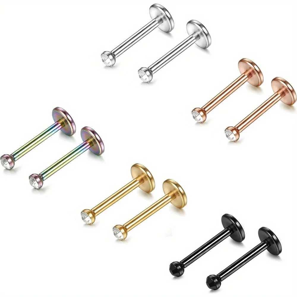 BESTEEL 1Pc 18 Gauge Stainless Steel Nose Studs Ear Studs Piercing Body Piercing Cubic Zirconia Inlaid industrial piercing Y240921