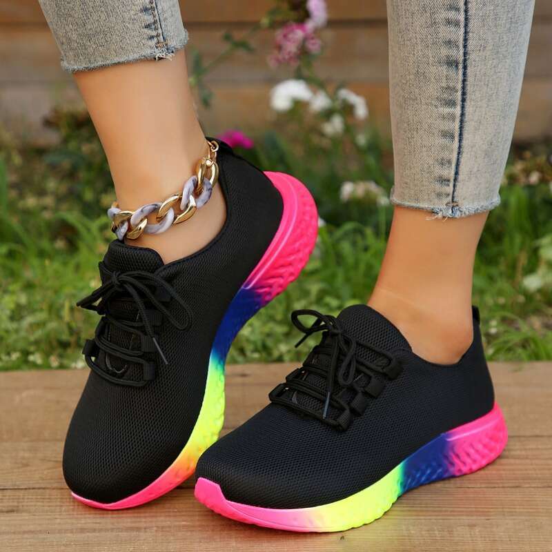 Fall New Mesh Breathable Women Sneakers Fashion Lace Up Ladies Casual Round Toe Walking Tennis Shoes atos De Mujer