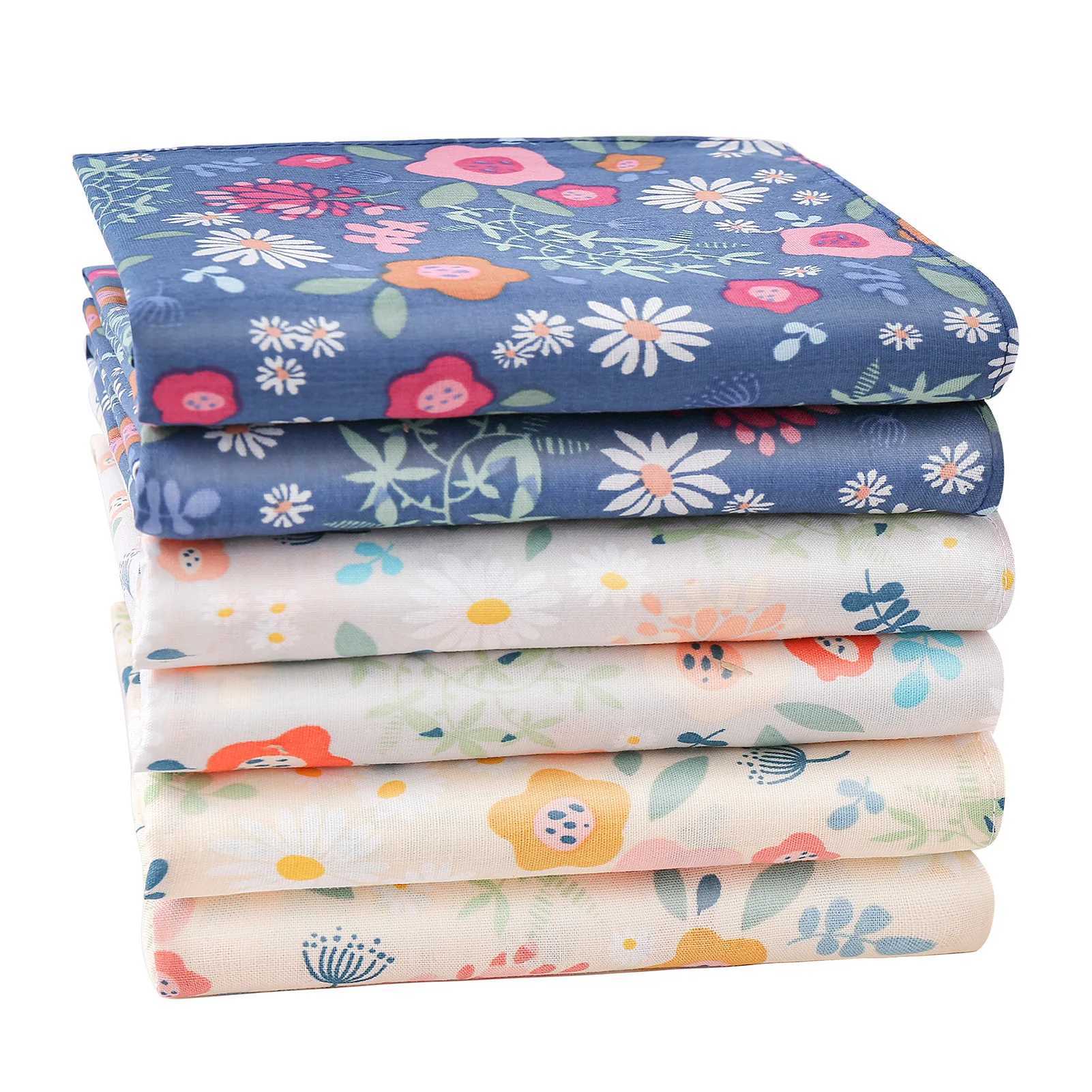1 Set Women Printed Handkerchief Cotton Scarf For Female Fresh Cartoon Pocket Hankie Coloful Hankerchiefs For Party Gift WeddingX240921