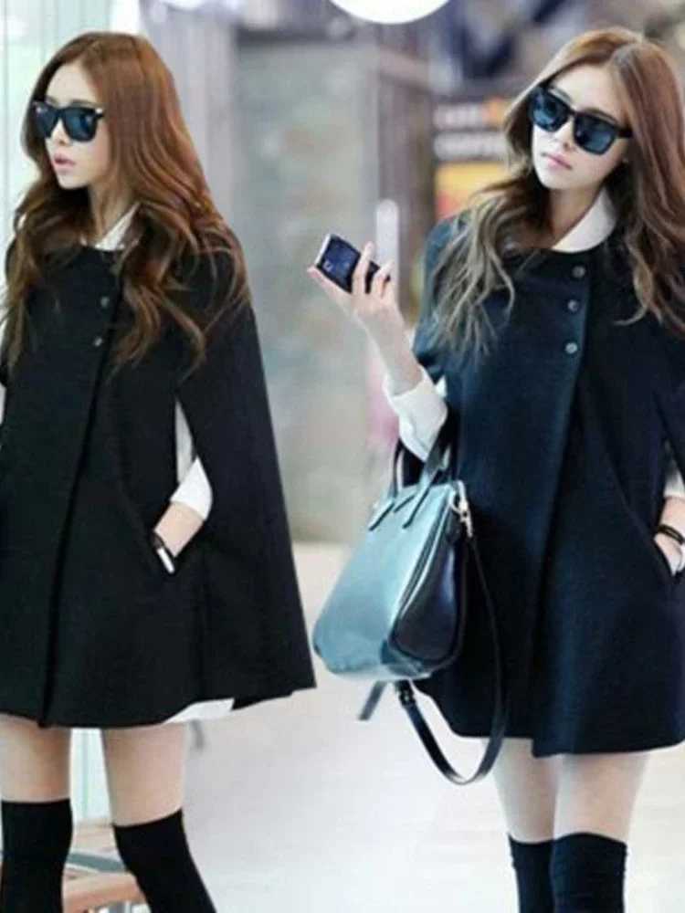 Cape coat womens autumn and winter British wool coat womens 2024 new style shawl top womens oversized jacket Q320 W240921