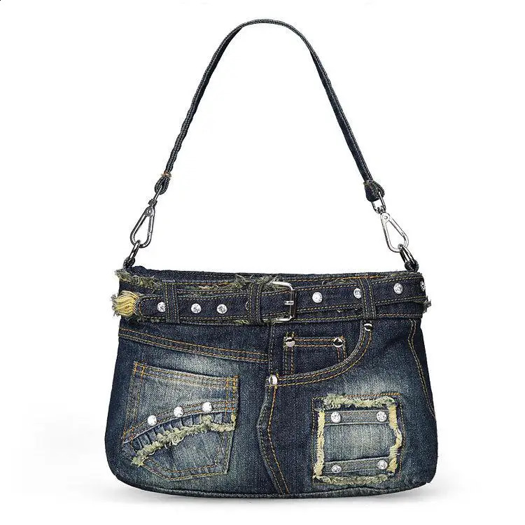 Casual and fashionable denim womens handbag shoulder bag 240919