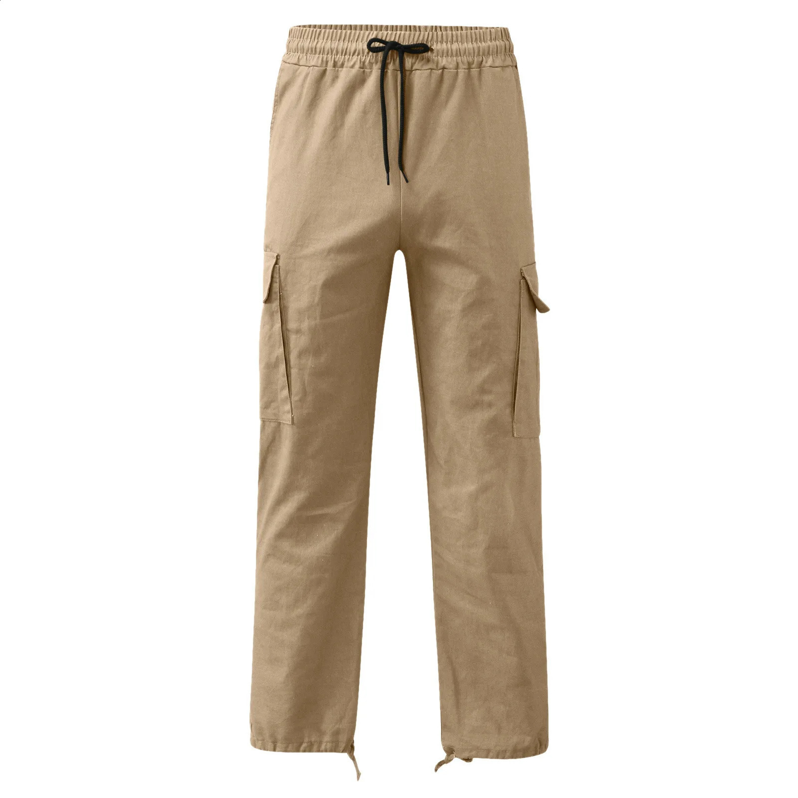Cargo Pants Trousers for Men Full Length Solid Color Loose Multi-pocket Drawstring Pockets Pants Male Cargo Pants 3XL 240919