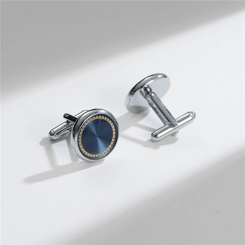 Wedding Man Cuff Link Set Man Shirt Cufflinks Vintage Blue Cufflink Shirts Studs Button And Cufflinks For Mens Tie Clips 240921