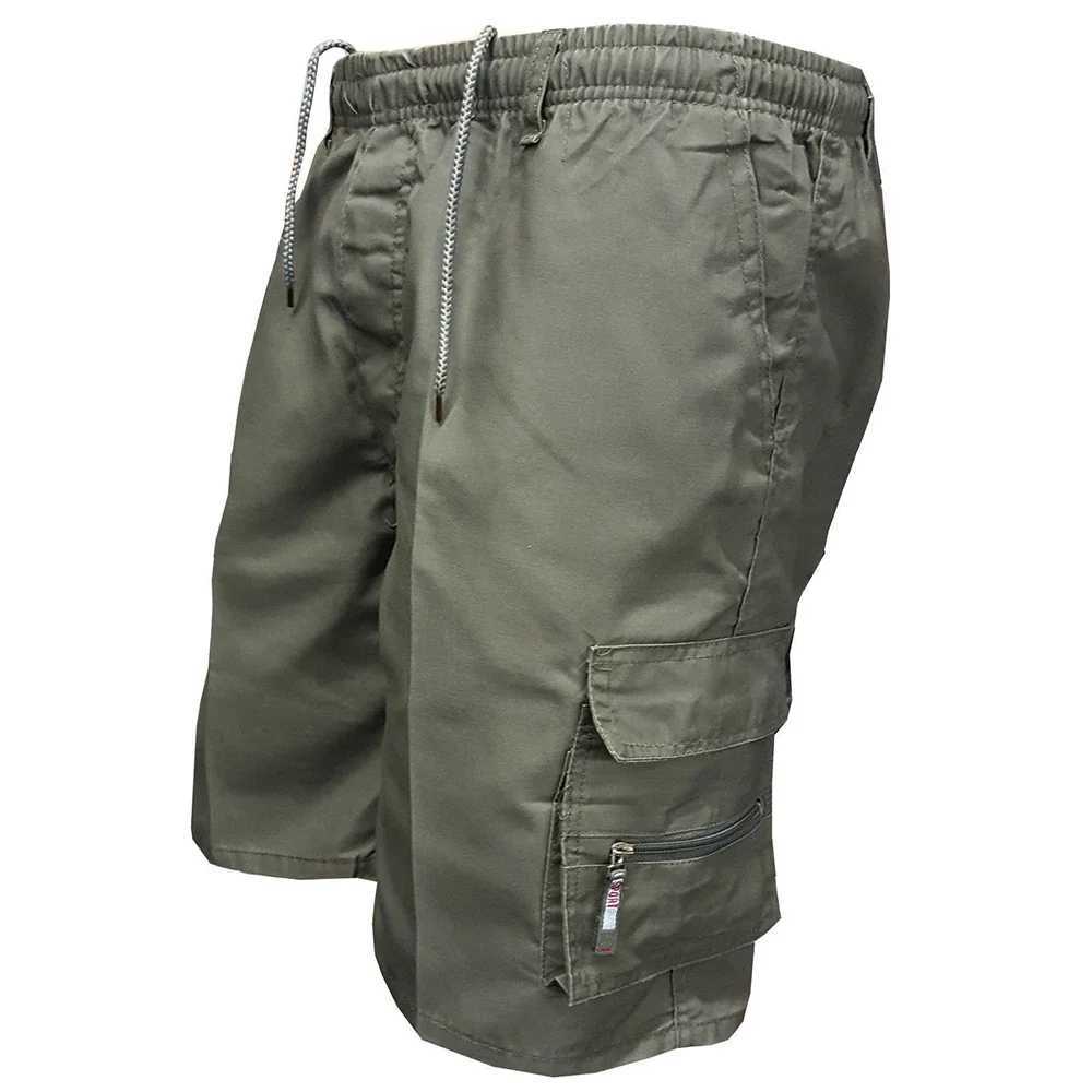 Summer Camouflage Cargo Shorts Multi-pocket Solid Color Casual Shorts Loose Breathable Beach Five Pants Male Jogging Sport PantsX240921