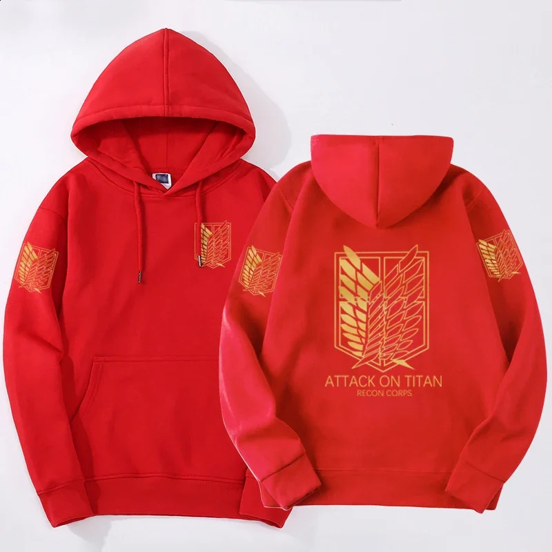 2024 Attack on Titan printed hooded sweatshirt Harajuku round neck sweater AOT sleeve sportswear 240918