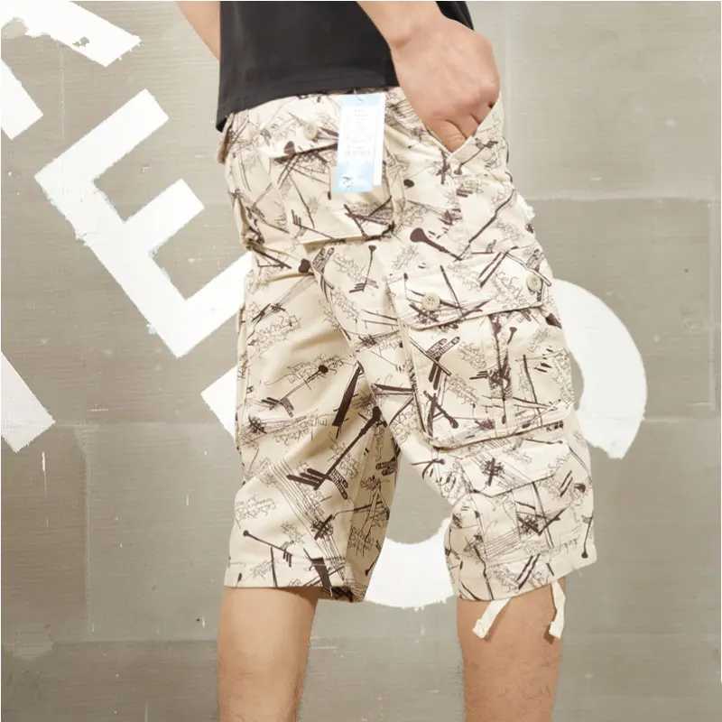Camouflage Long Length Cargo Shorts New Men Summer Casual Cotton Hot Breeches Baggy Multi Pocket Capri Pants Tactical ShortX240921