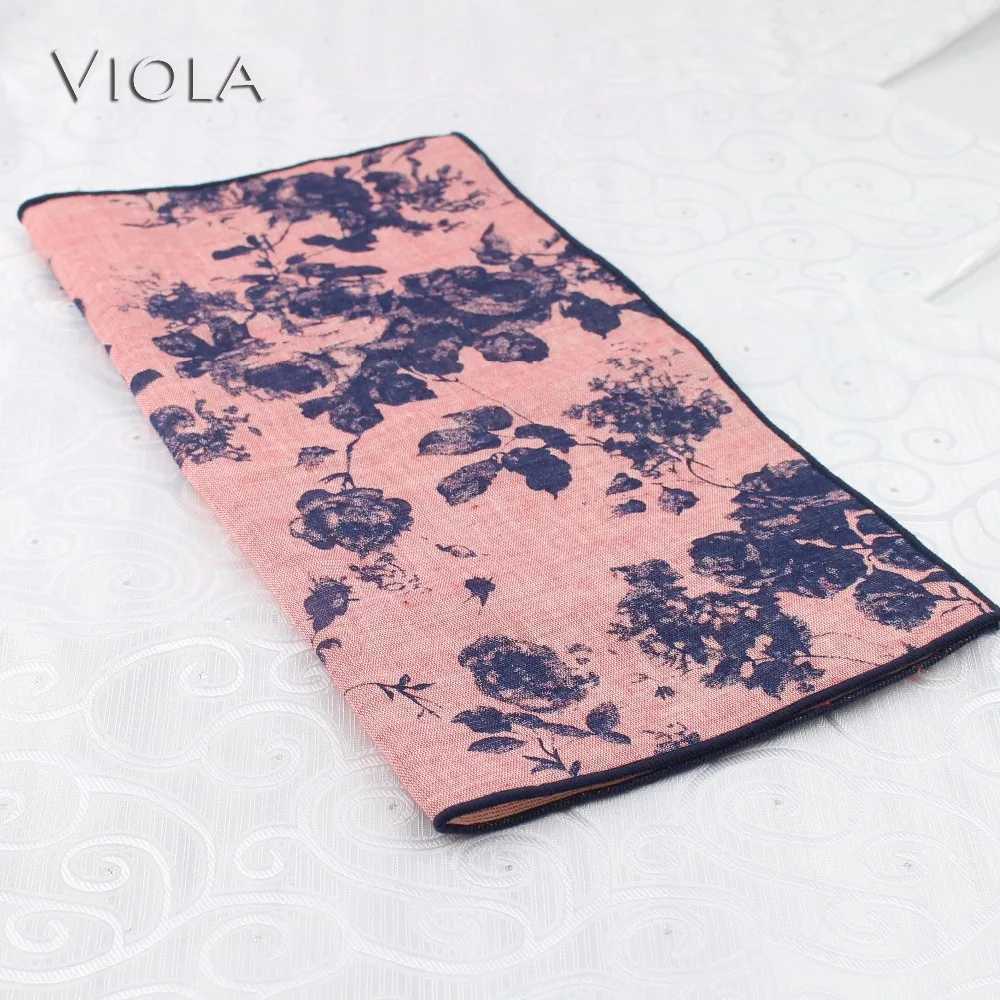 27cm large floral print handle thick cotton womens and mens wedding pockets square adult dress tailcoat Hanji accessories gift W240921