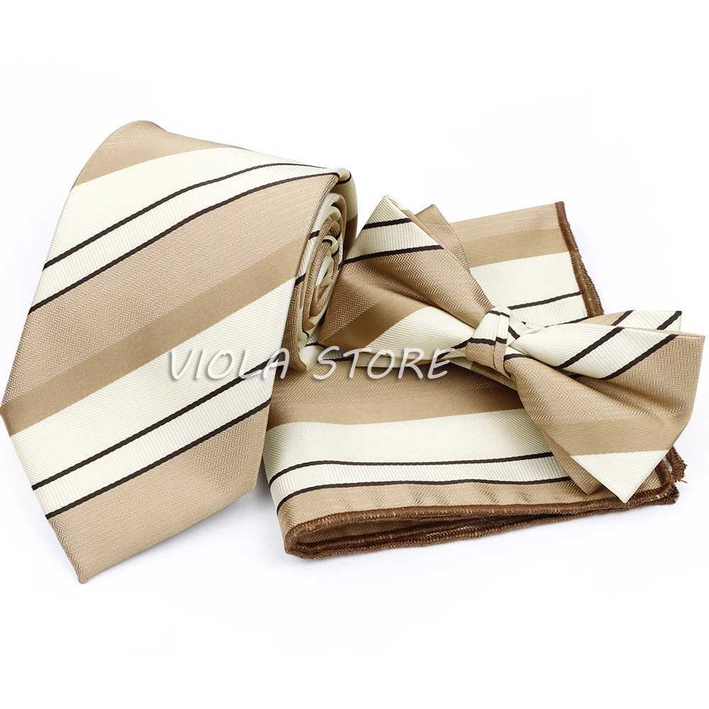 26 color fashion striped grid 24cm pocket square polyester handle brown khaki wedding set mens gift accessories W240921