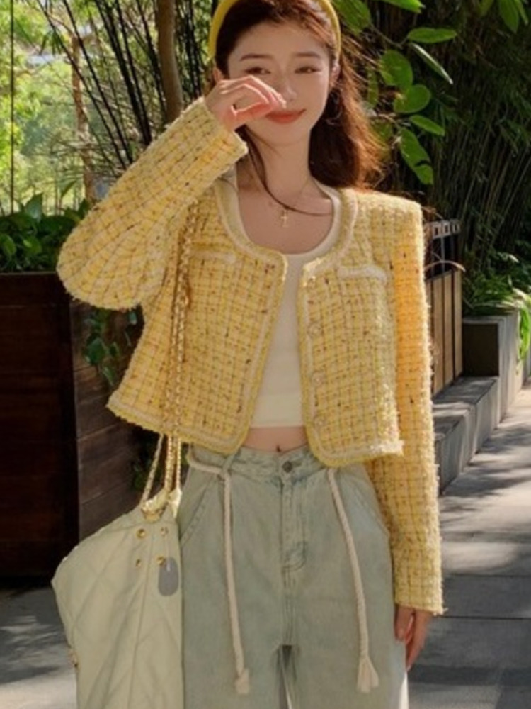 2023 Spring New French Design Fashion Sweet Tweed Jacket Women Woolen Short Coats Outwear Casacos Chaqueta Mujer