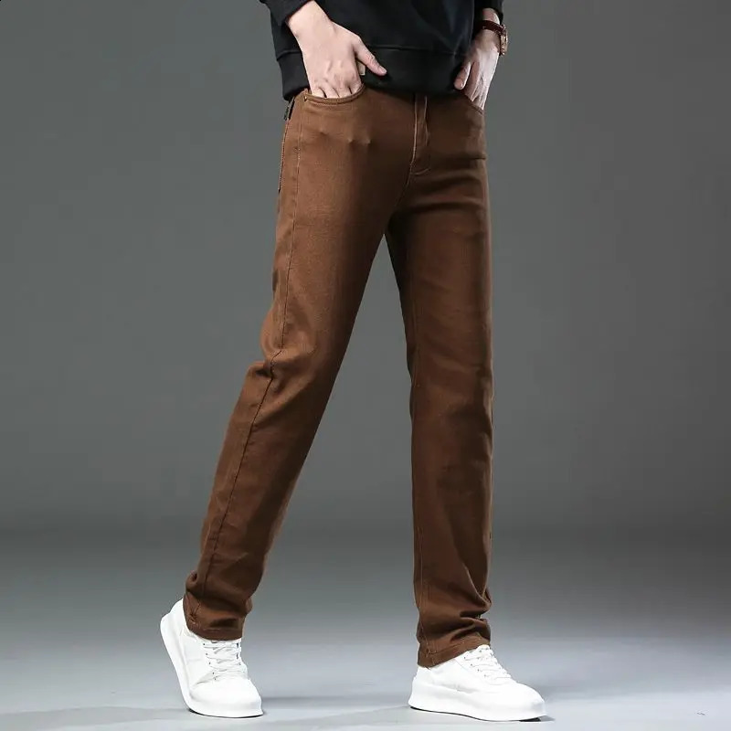 Fashion Straight Business casual stretch jeans mens Trouser 3-color plus size mens clothing ultra-thin jeans 28-44 240920 - view 3