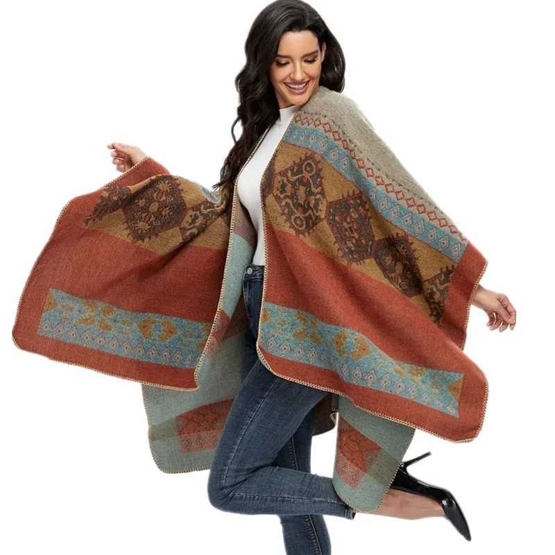 Winter Fashion Raincoat Womens Shawl Scarf Imitation Cashmere Womens Scarf Warm Shawl Wrap Womens Raincoat Bufanda Mujer Foulard W240921