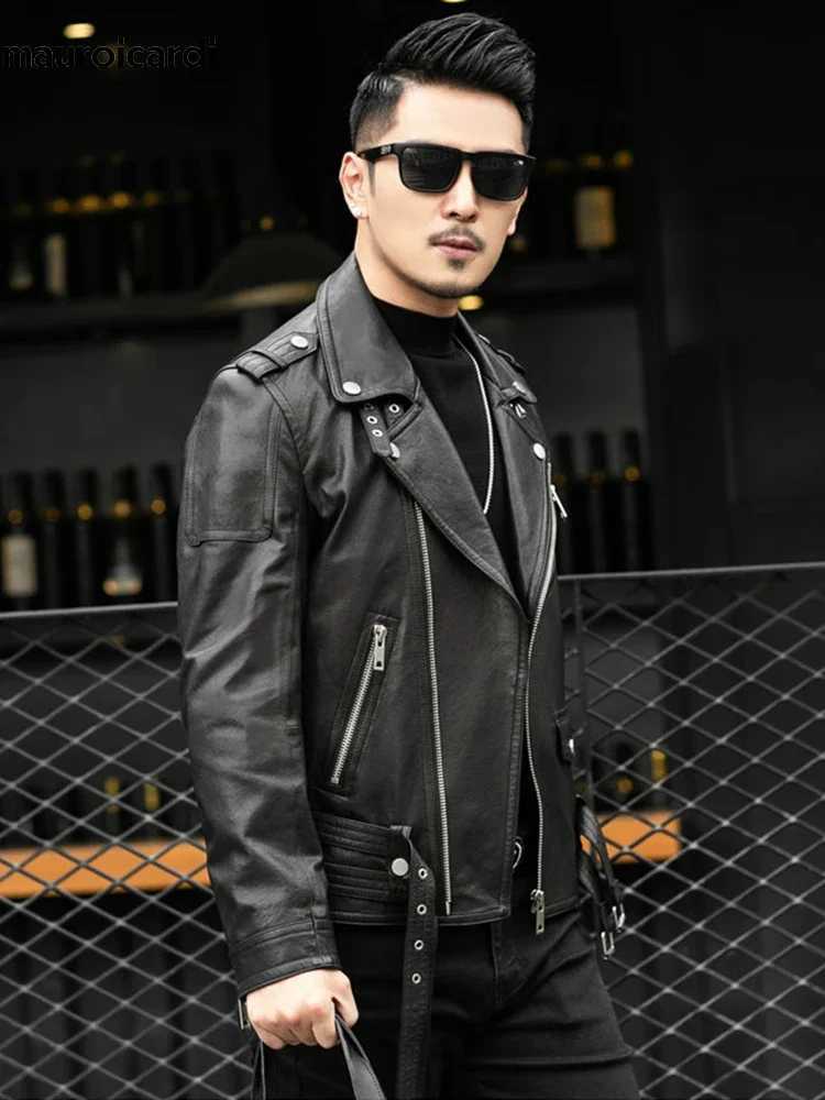 Motorcycle leather suede coat mens leather jacket ultra-thin suitable for motorcycle jacket zipper casual jacket in spring autumn and winter W240918