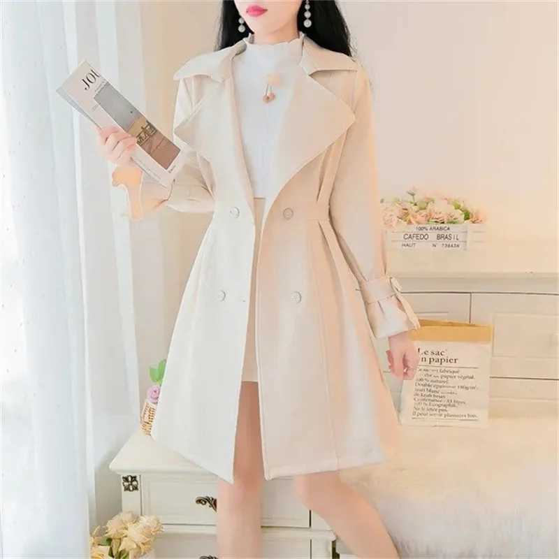 Medium long Women Jackets Korean Spring Autumn New 2024 Fashion Slim Long Sleeve Ladies Windbreaker Outerwear Female Coats TopX240921