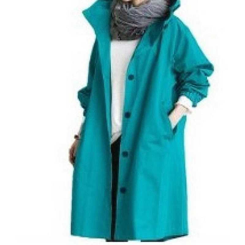 Hooded Pocket Long Sleeve Windbreaker Loose Coat Mid Length Jacket British Style Women Clothes Solid Autumn Thin Casual VintageX240921