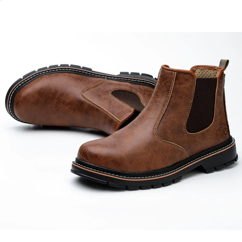 Waterproof mens steel toe work boots shock-absorbing safety shoes 241030
