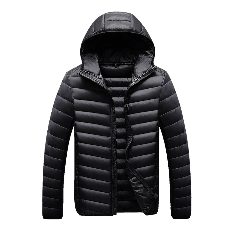 New Men All-Season Ultra Lightweight Packable Coat Mens Water And Wind-Resistant Solid Hooded Duck Down Jacket Male
