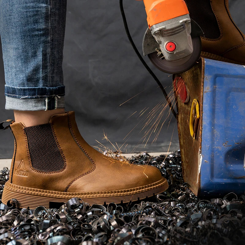 Mens waterproof steel toe boots mens non removable construction anti slip work shoes 241030