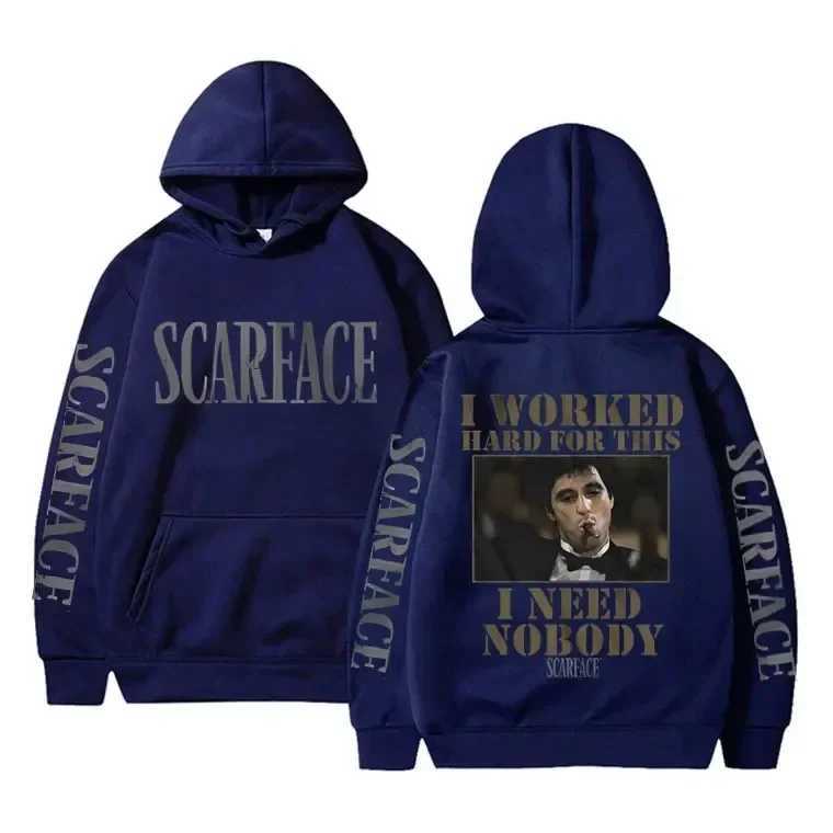 I work hard for this matter I dont need anyones scar face hoodies mens casual sweaters vintage hoodies Pullover mens hoodies W240921