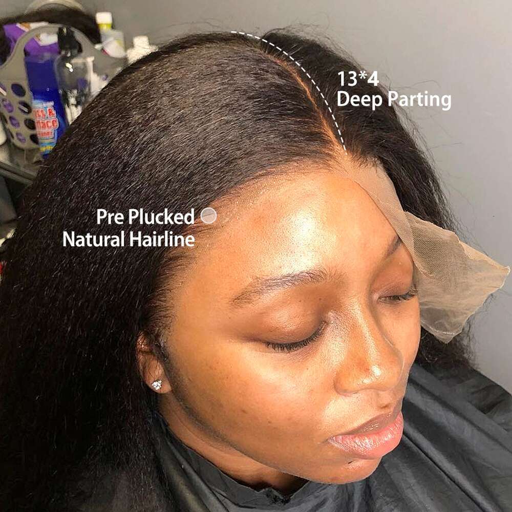 Kinky Human Hair Wigs For Women Brazilian Bleached Pre Plucked 4x4 13x4 Yaki Straight Hd Transparent Lace Frontal Wig