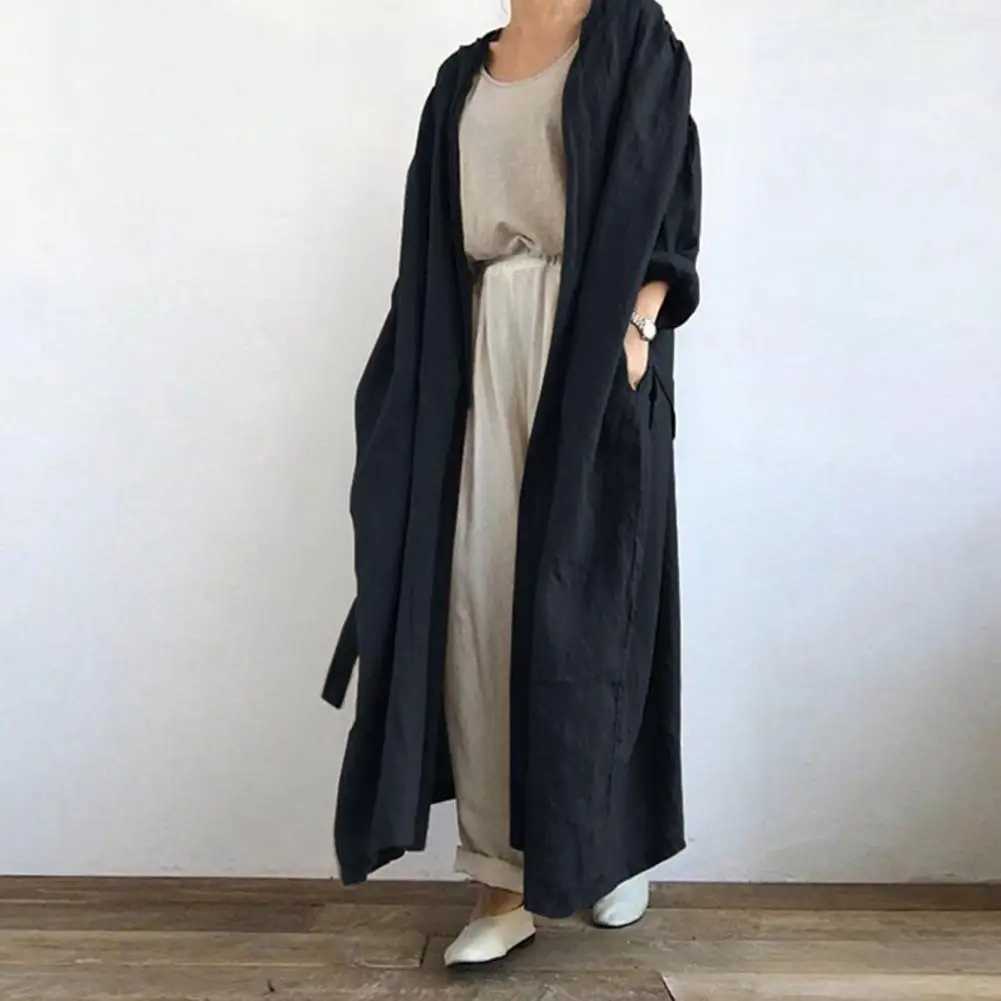 Cardigan Chic Oversized Pure Color Maxi Coat Cool Autumn Jacket Open Stitch Women ClothingX240921