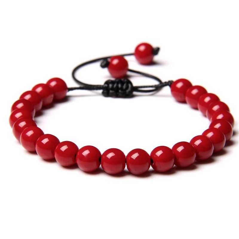 Red Orange Stone Bracelet 8mm Natural Agat Watermelon Beaded Bracelets Adjustable Yoga Lucky Bracelet for Women Female JewelryX240921