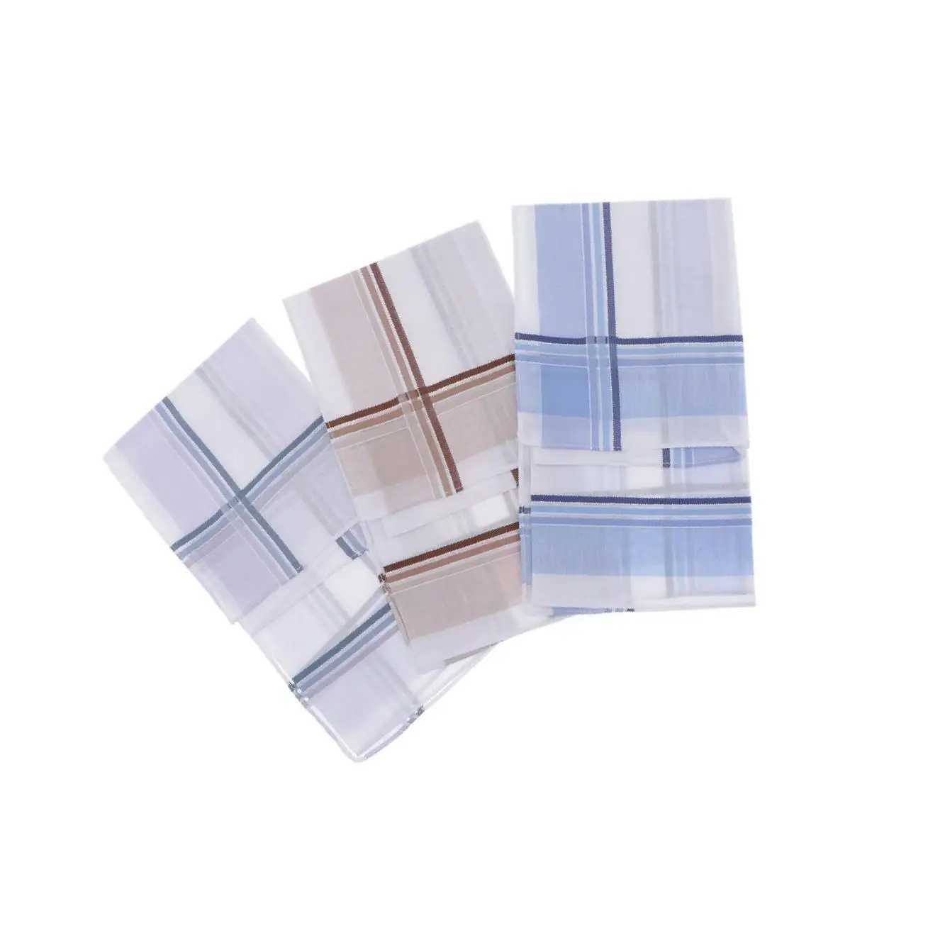 3x Mens Handkerchiefs Plaids Square Hanky Washable Soft Kerchiefs HankieX240921