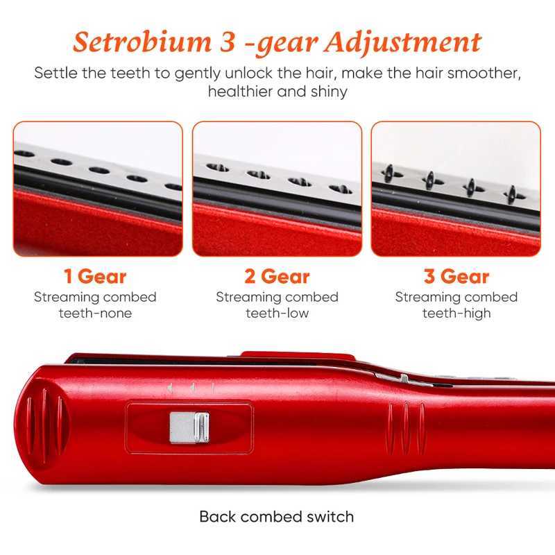Professional tourmaline ceramic 2-in-1 straightener and curling iron steam straightener for straightening and curling hair W240807