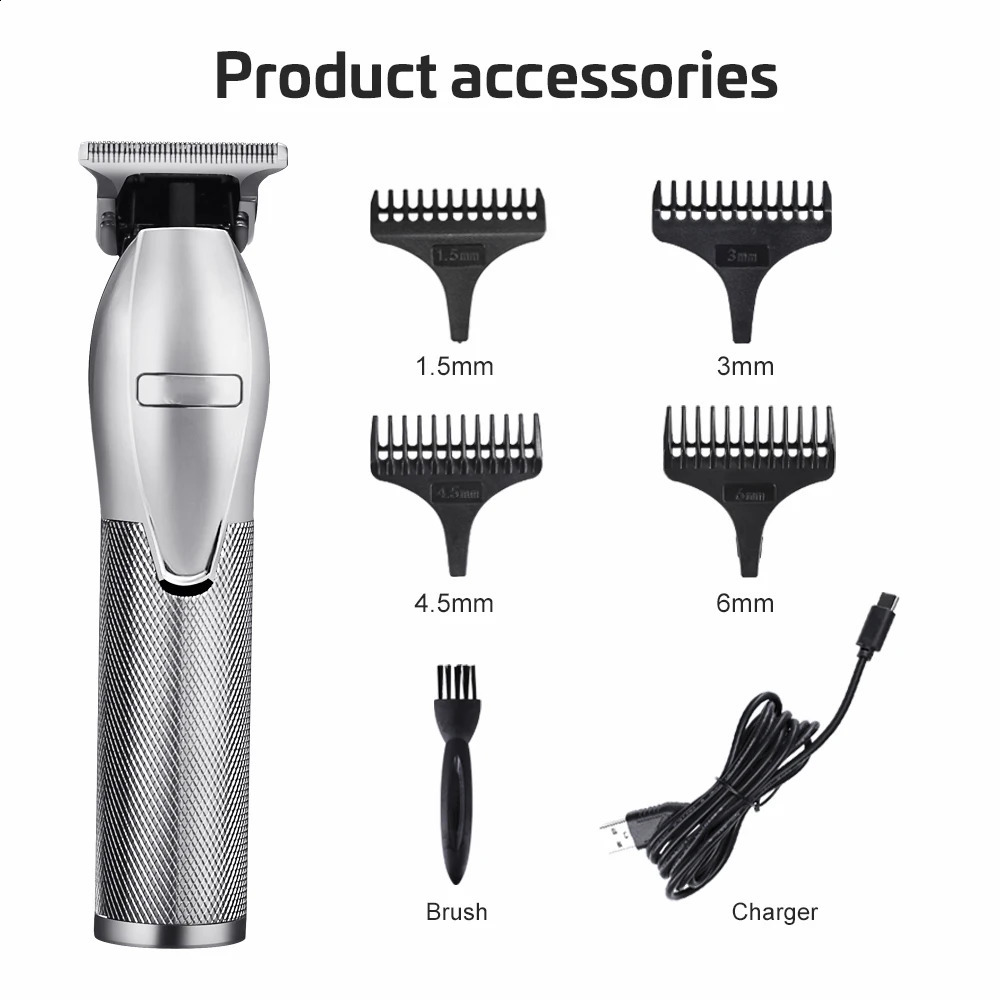 Professional Tshape Hair Trimmer for Men Barber Shaving Clipper Haircut Kit Rechargeable Electric Shaver 240911
