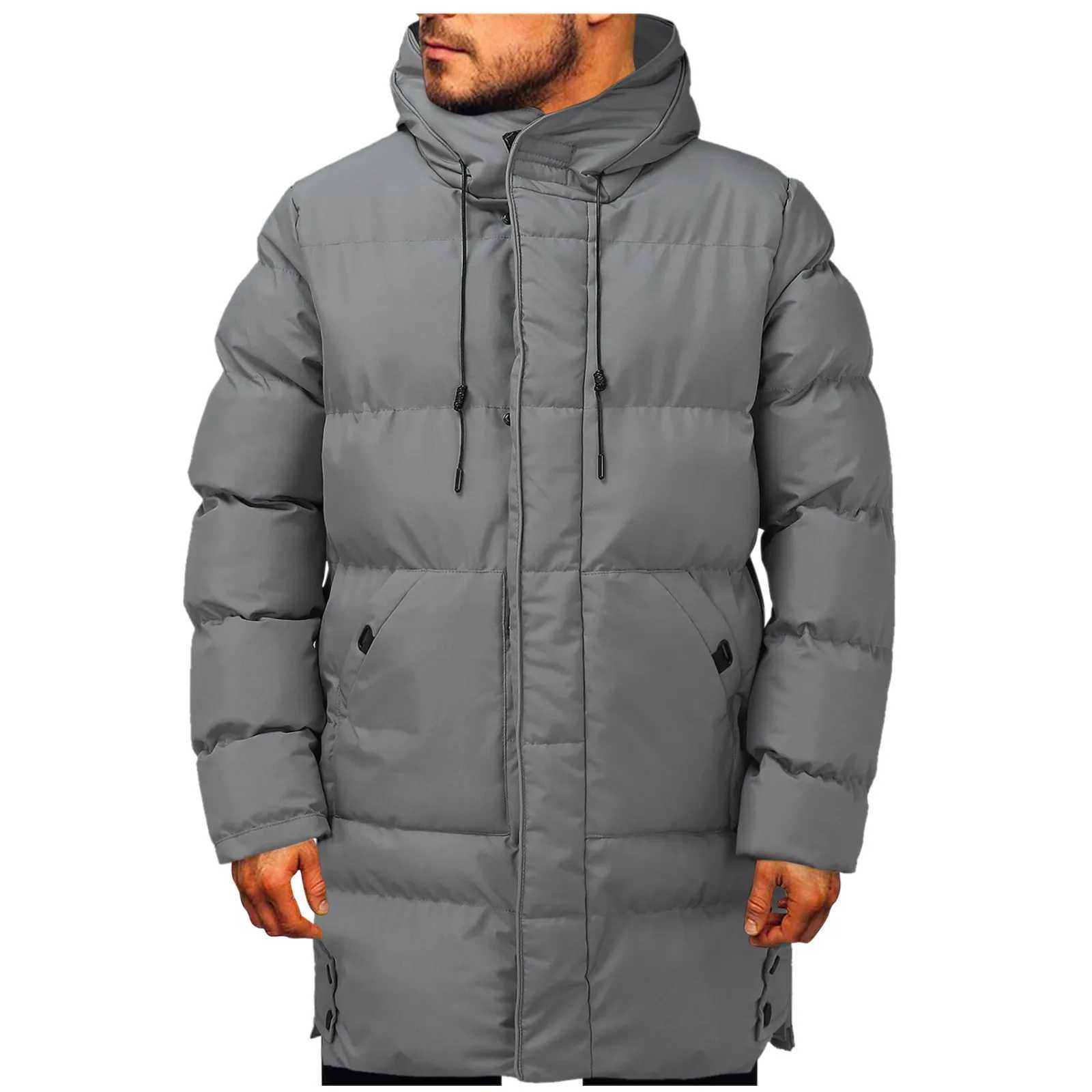 Mens casual hooded winter snow jacket warm jacket thick plus windproof jacket Parka mens coat W240920