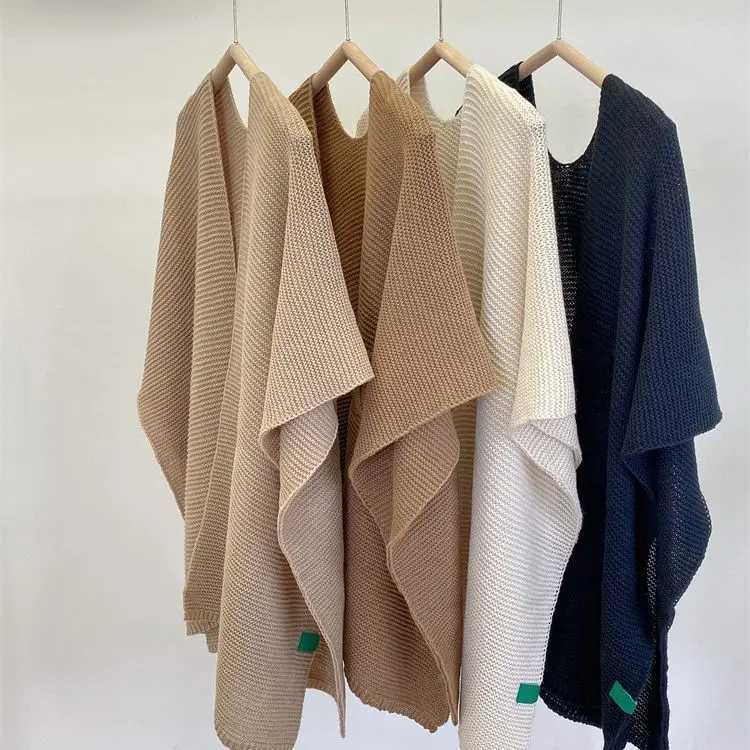 Solid winter triangular scarf womens shAWl bag keeps warm patch work blanket womens knitted raincoat T185 W240921