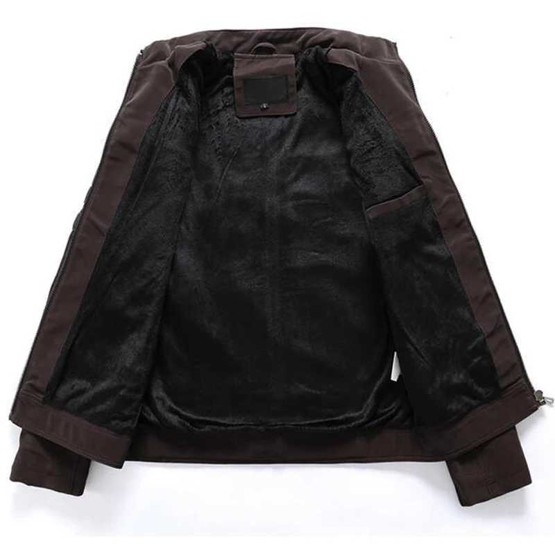 Autumn and winter leather jacket mens fashionable stand up collar motorcycle jacket mens casual zipper washing retro PU leather jacket W240918