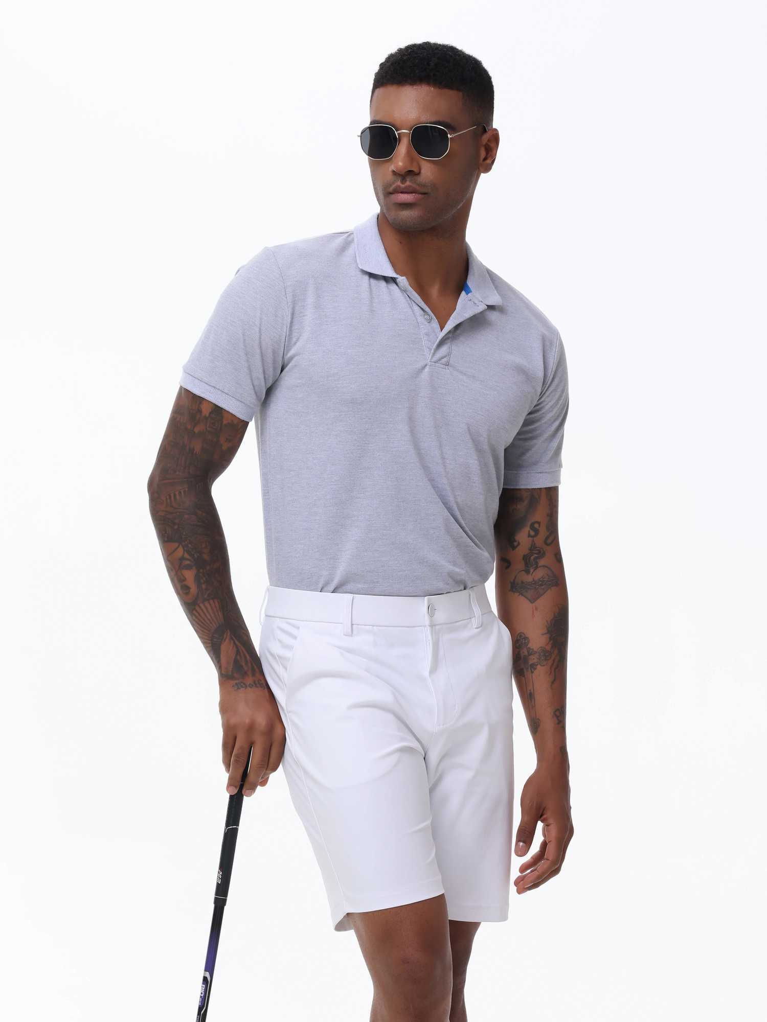 Mens Cargo Trendy Shorts Casual Elegant Golf Pants Stretch Waist Work Dress Shorts with Concealed-Type Zipper Side PocketsX240921