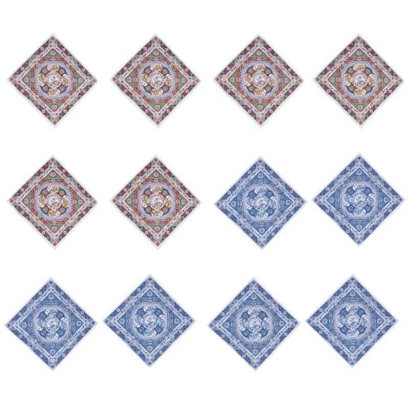 High Absorbent Handkerchiefs Set Square Towel Neck Scarf Flower Printing Hankies Sweat Wiping Towel Pocket Square 12PCSX240921