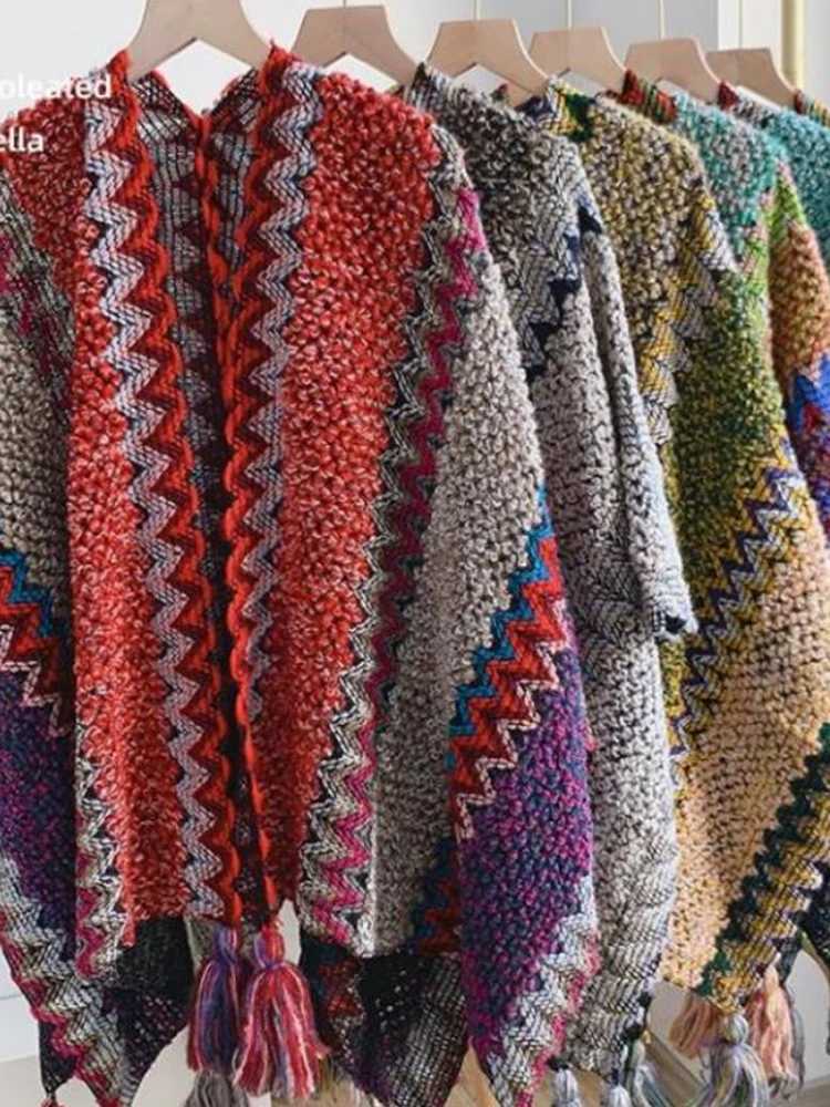 Autumn and Winter Ethnic Style Scarf Cloak Dual purpose Shawl Thick Cloak W240921