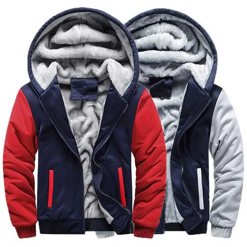 Mens Fleece Jacket Camouflage Thicken Jackets Hooded Coat Winter Long Sleeve Down Coats Casual Streetwear Mens Hoodies M240921