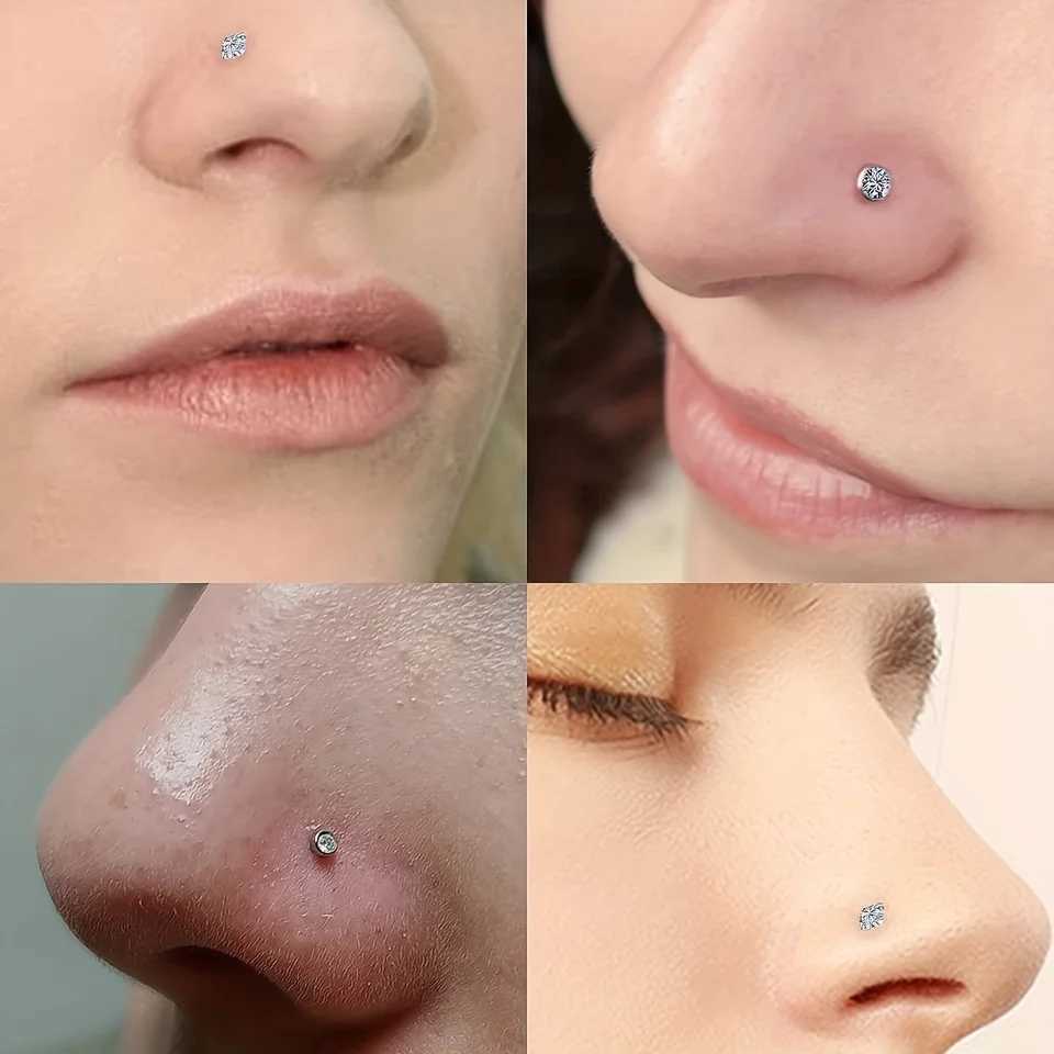 1pcs Surgical Steel Nose Ring 16G 18G 20G Hypoallergenic Studs Set L Shape Body Piercing Hoop Lip Ear for Women Men Y240921