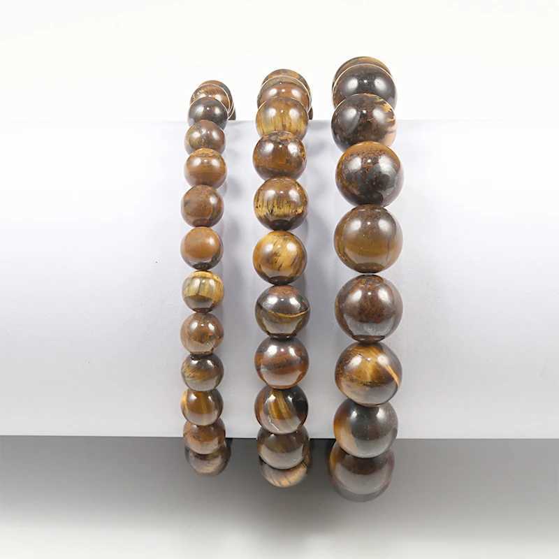 Charm Bracelet Natural Stone Beads 6/8/10mm Volcanic Lava Tiger Eye Beads Elastic Bracelets For Men Women Jewelry pulsera hombreX240921