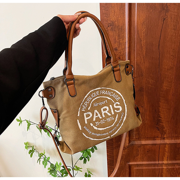 2024 Fashion Handheld Large Capacity Summer New Casual Multi functional Canvas Shoulder Women's Bag Free Shipping