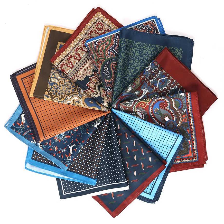 New Men Pocket Square Handkerchief Accessories Paisley Dot Vintage Business Suit Hanky Breast Scarf 30*30cm GiftX240921