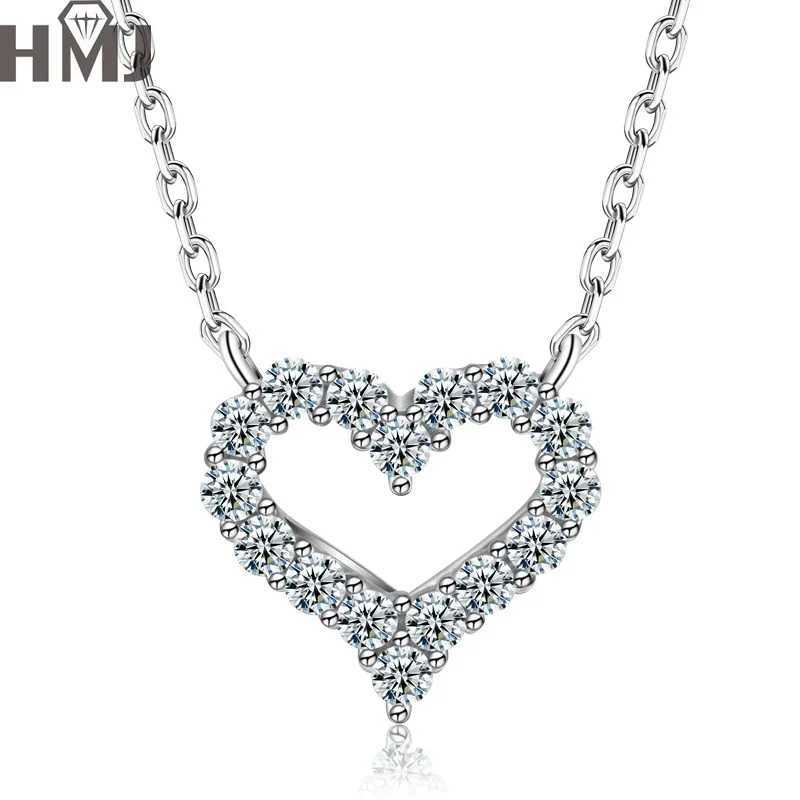 HMJ Moissanite necklace heart-shaped womens pendant 925 silver necklace womens party chain brides exquisite jewelry W240918
