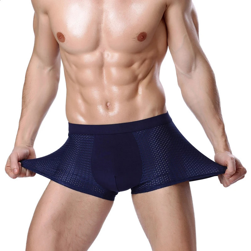 10 pieces/batch of mens bamboo boxing underwear boxing shorts breathable Hombre hole sexy shorts underwear 240921