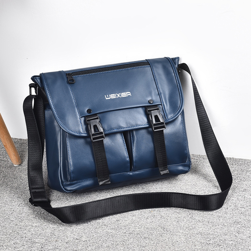 Men's Messenger Shoulder Briefcase PU Leather Crossbody Designer Porter Side Pouch Essentials Cross Male Office Bag Husband