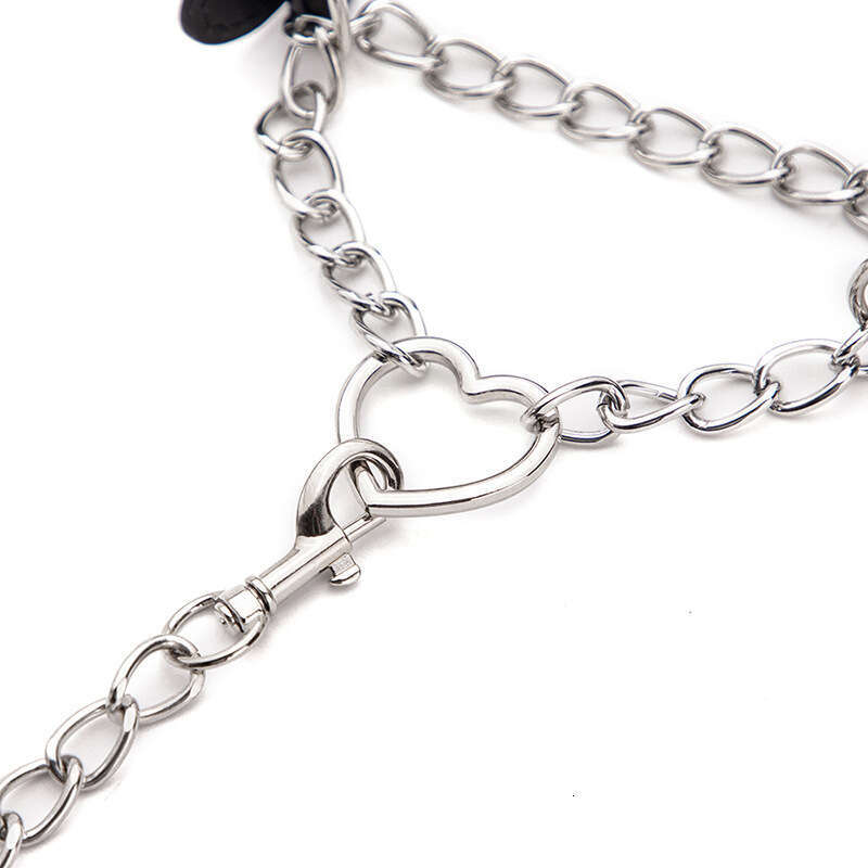 SM Prop Love Hanging Ring Sex Collar Black Leather Female Slave Training Traction Collar Neck Cover Adult Products
