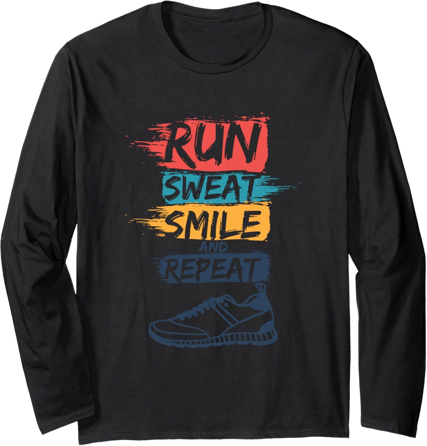 Long Sleeve Shirts for Men sweatshirt Run Sweat Smile Repeat Sport Funny Runner Gift Long Sleeve Tee Streetwear Casual tops clothes fashion