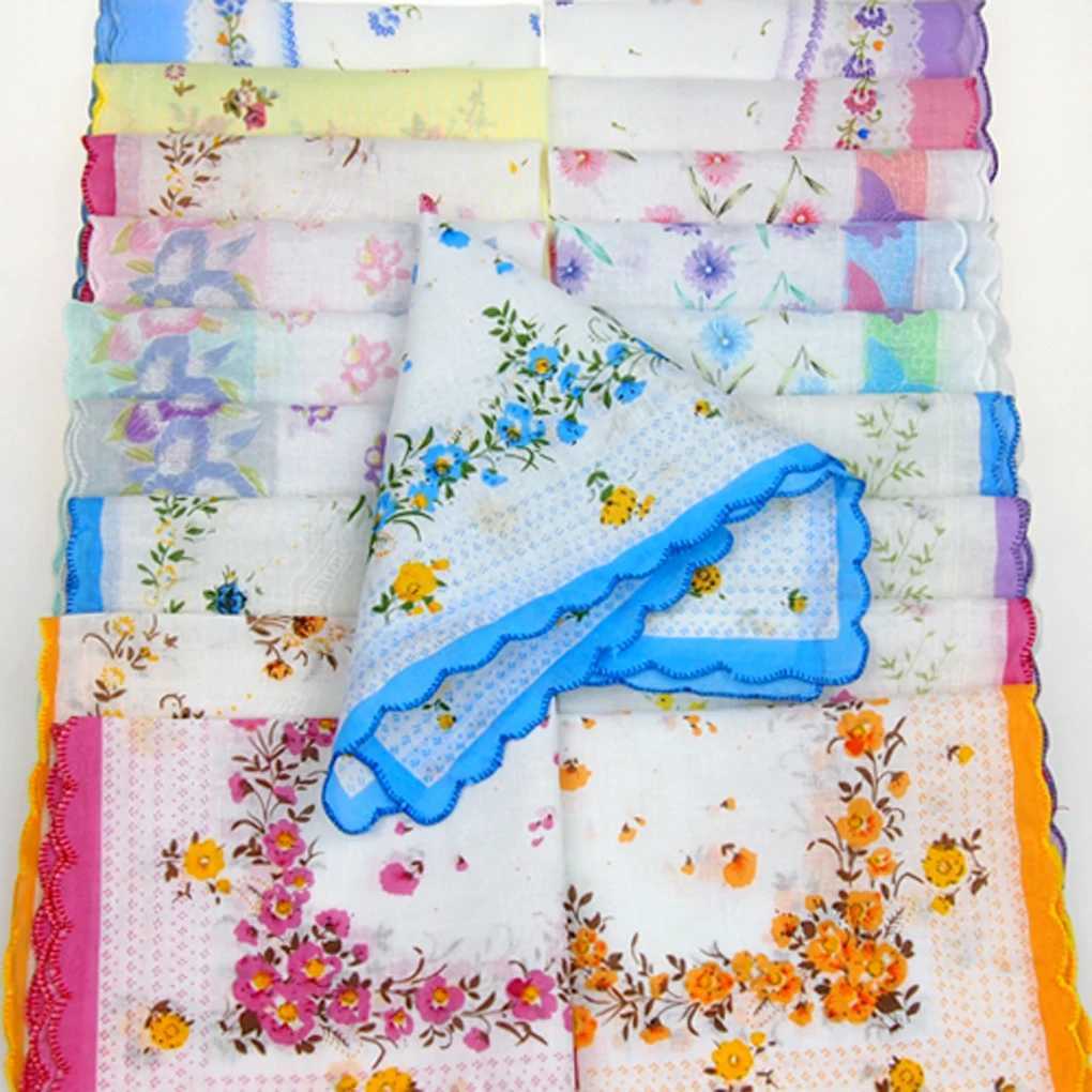 10 Pieces Vintage Handkerchief Hanky Birthday Gift Pattern RandomX240921