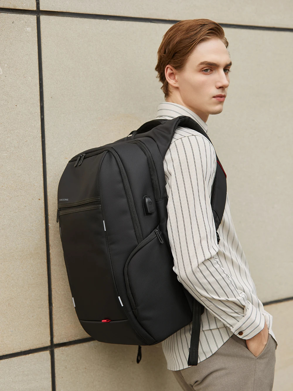 Kingsons waterproof mens backpack laptop bag 17 inch external USB charging antitheft multilayer Mochila 240919
