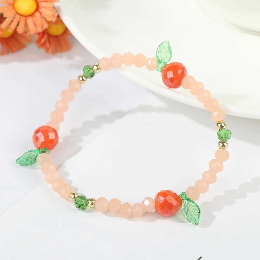 Fruit Crystal Beaded Bracelet Colorful Glass Crystal Stone Elastic Rope Bracelets Lovely Sweet Women Girl Bangles JewelryX240921